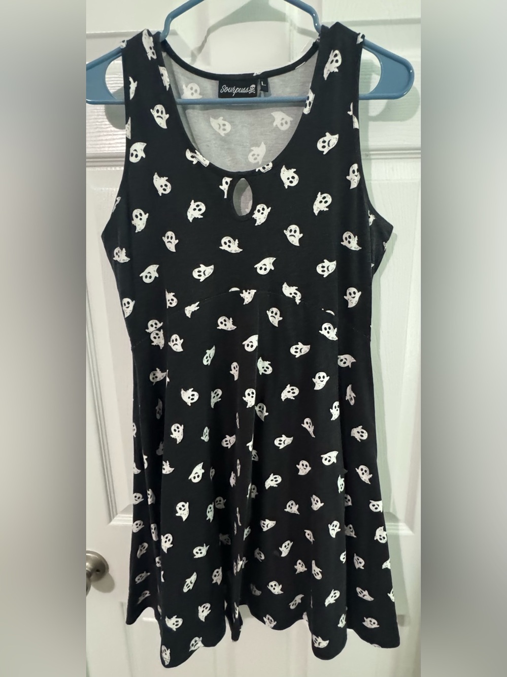 Sourpuss Clothing Black White Ghost Keyhole Tank Top Skater Fit & Flare Dress